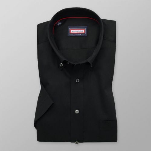 Pánska košeľa Slim Fit čierna s hladkým vzorom 12832