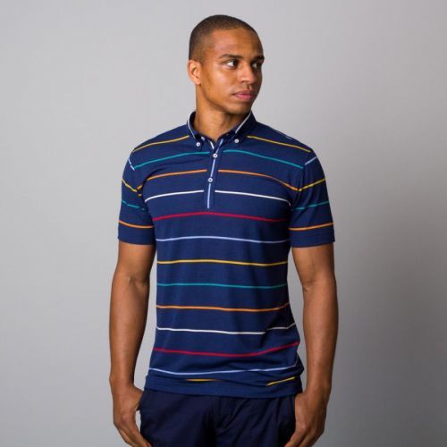 Pánske polo tričko modré s pruhovaným vzorom 12846