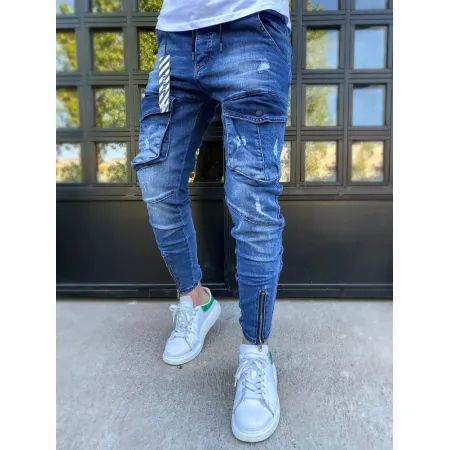 Pánske džínsovej jogger nohavice tmavo modré YOUTH