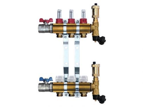 Mosadzný rozdeľovač s automatickým odvzdušnením - 3 cestný