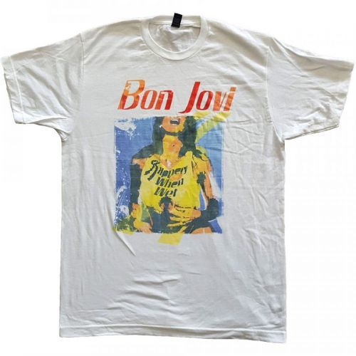 Bon Jovi - Tričko Slippery When Wet Original Cover - Muž, Unisex, Biela, S