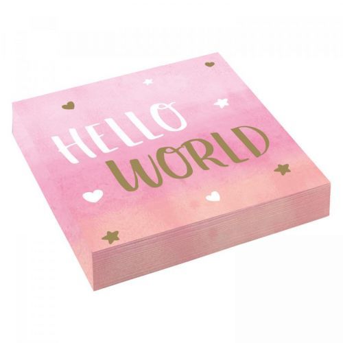 Amscan Servítky Hello World - ružové 33 x 33 cm