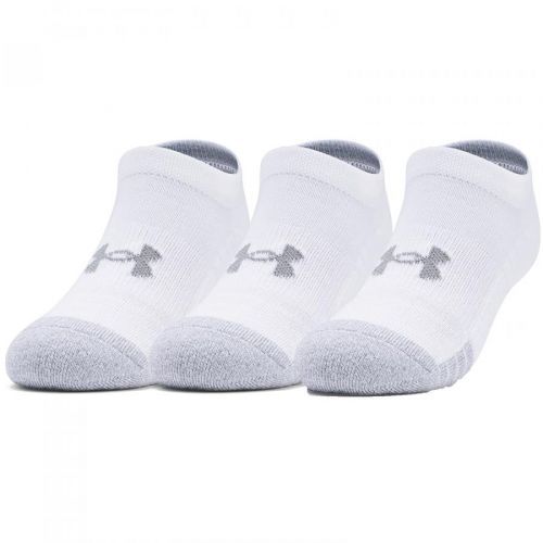 Under Armour Yth Heatgear No Show 3 Pack Socks White/ White/ Steel