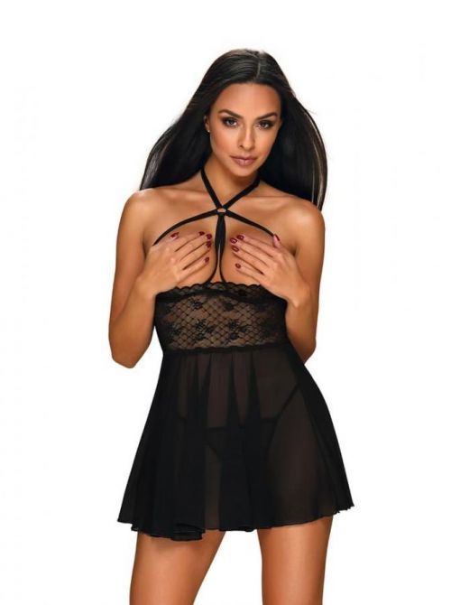 Zmyselná košieľka Nettsy babydoll - Obsessive čierna S / M