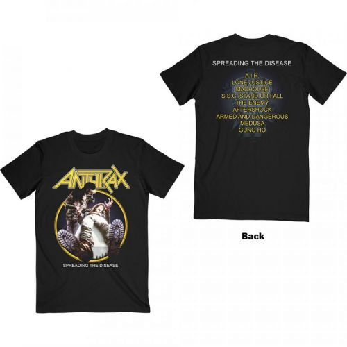 Anthrax - Tričko Spreading The Disease Track list - Muž, Unisex, Čierna, XXL