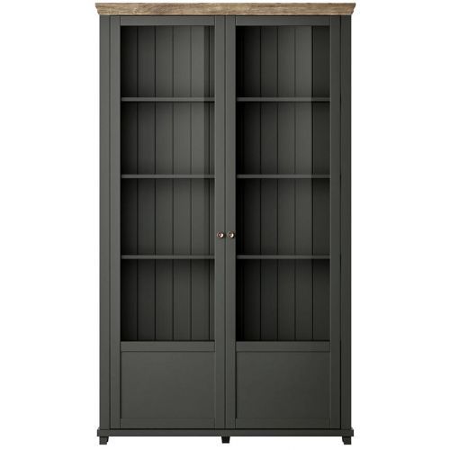 Vitrína 2D Evora 13 Dub Lefkas/Zelená