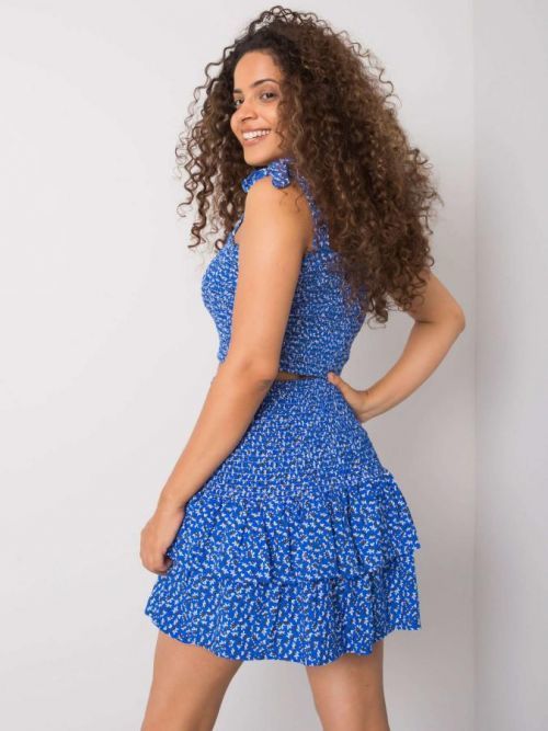 RUE PARIS Modrá vzorovaná minisukňa S