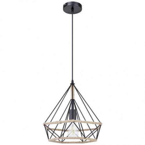 ZÁVESNÁ LAMPA, E27/60 W, 38/150 cm - prírodné farby, čierna