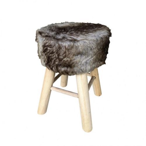 Ambia Home TABURET, drevo, textil, kompozitné drevo, 28/42 cm - sivá, prírodné farby