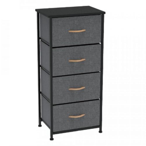 KONDELA Palmera Typ 2 komoda s látkovými boxami čierna / tmavosivá