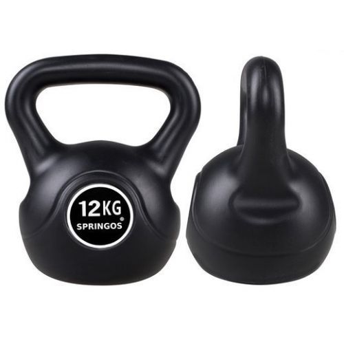 SPRINGOS Kettlebell čierny - 12kg