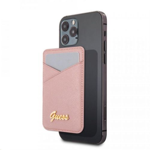 GUWMSSASLPI Guess Saffiano Cardslot Metal Logo Pink