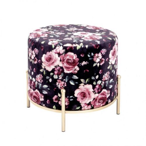 Ambia Home TABURETKA, kov, textil, kompozitné drevo, 48/40 cm - viacfarebná, zlatá