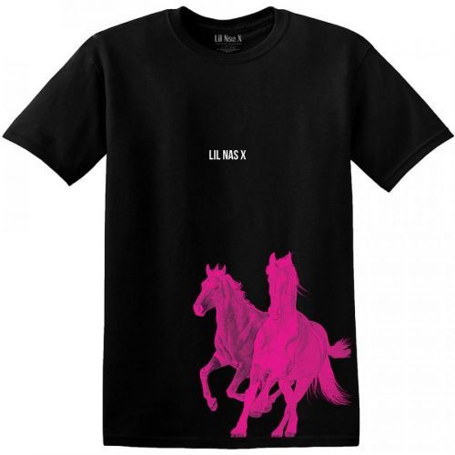Lil Nas X - Tričko Pink Horses - Muž, Unisex, Čierna, XXL