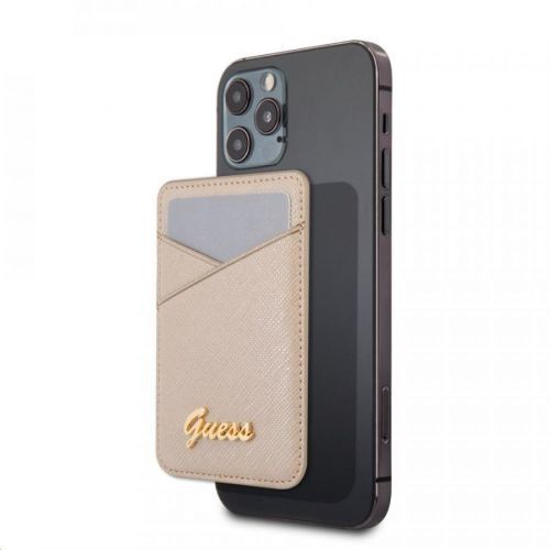 GUWMSSASLGO Guess Saffiano Cardslot Metal Logo Gold