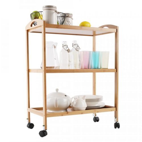 KONDELA Marsel servírovací stolík na kolieskach prírodná