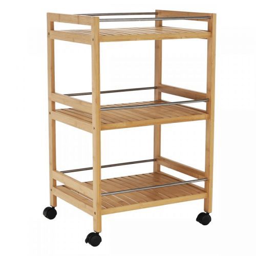 KONDELA Nashy servírovací stolík na kolieskach bambus