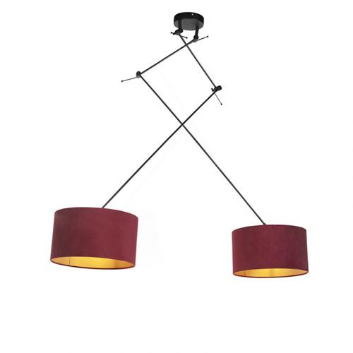 Závesná lampa so zamatovými odtieňmi červená so zlatou 35 cm - Blitz II čierna