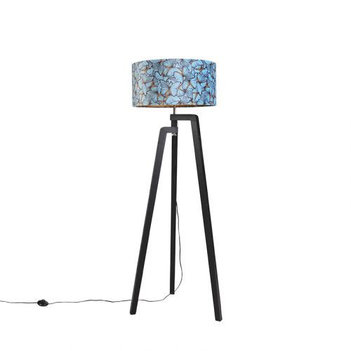 Stojací lampa statív čierna s tienidlom motýlikové prevedenie 50 cm - Puros