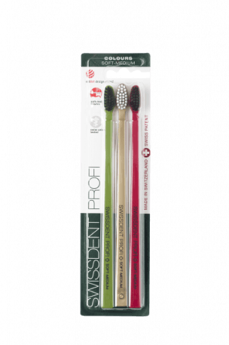 SWISSDENT Colours Zubné kefky Soft-Medium 2+1 Festive