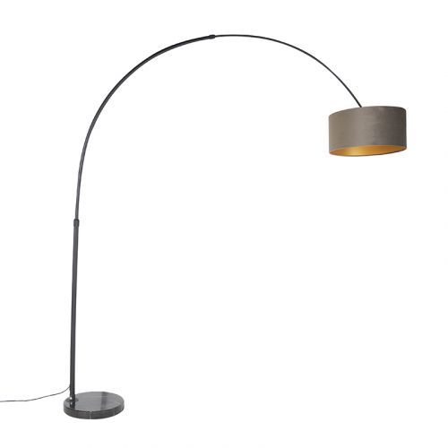 Oblúková lampa čierny zamatový odtieň tupo so zlatom 50 cm - XXL