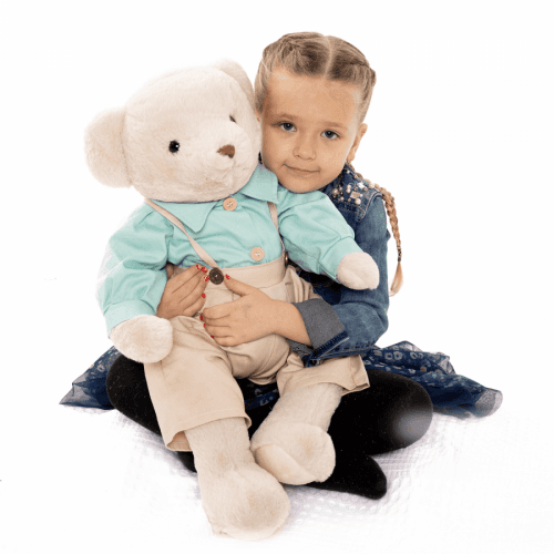 Plyšový medvěd, smetanová / modrá, 65cm, Maden BOY typ2