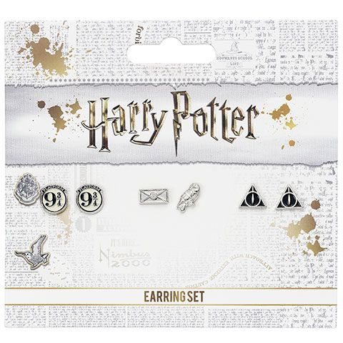 Distrineo Sada náušníc Harry Potter - Nástupište 9 3/4, List a sova, Dary Smrti