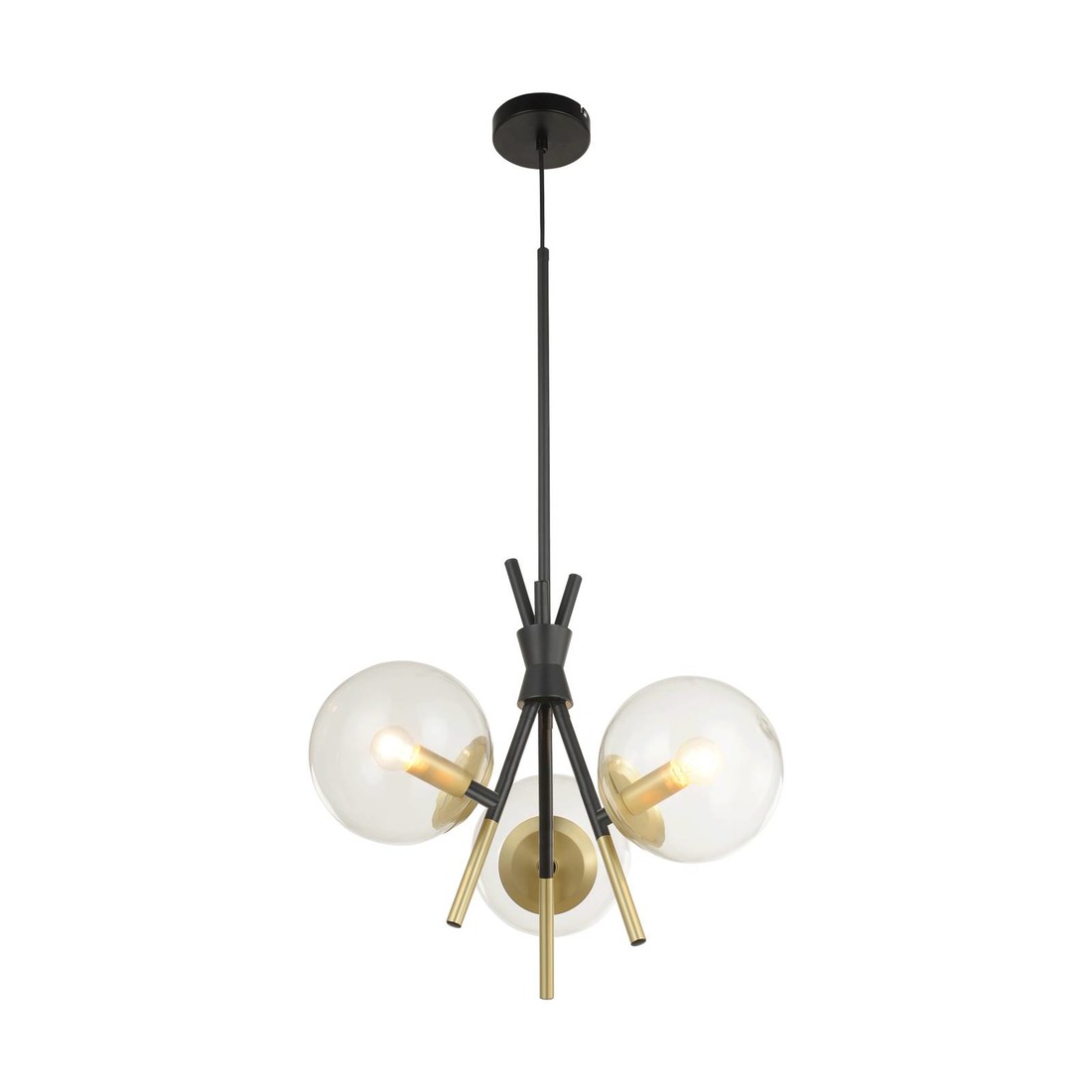 Lucande Sotiana závesná lampa 3-pl. okrúhla mosadz