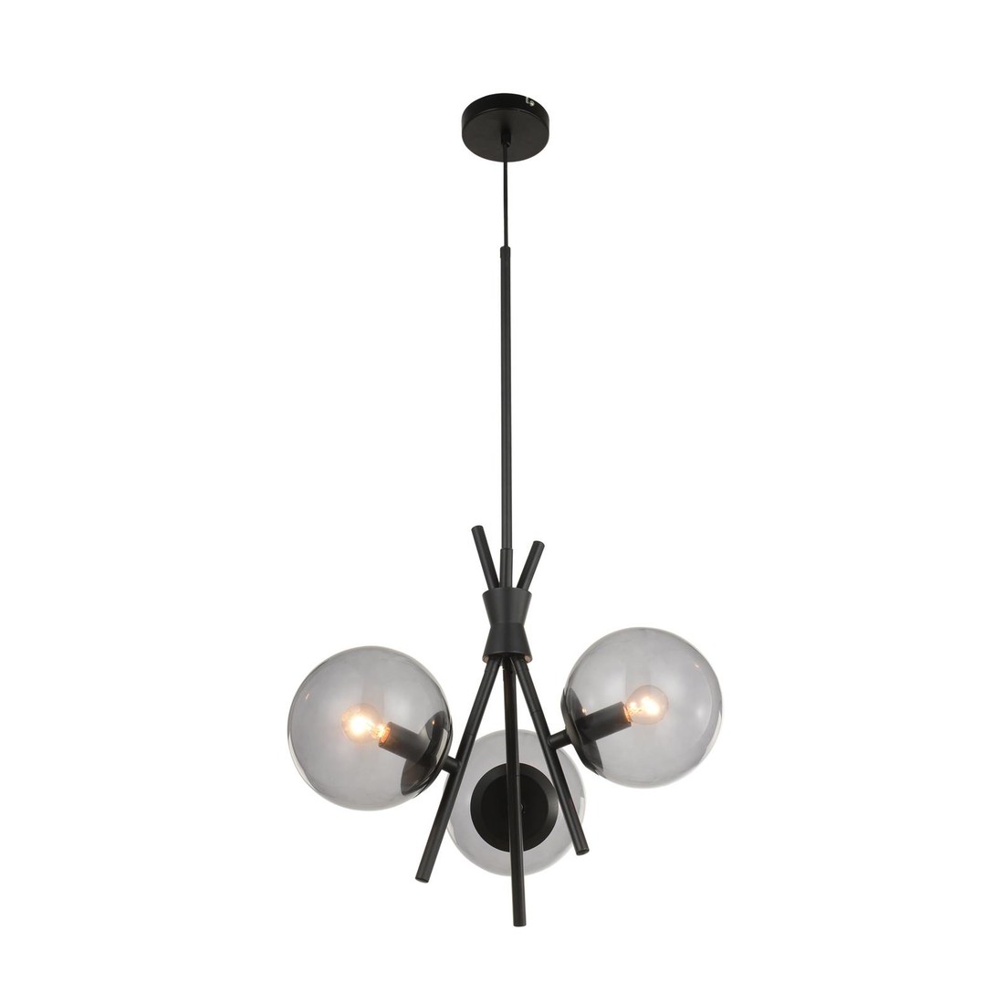 Lucande Sotiana závesná lampa 3-pl. okrúhla čierna