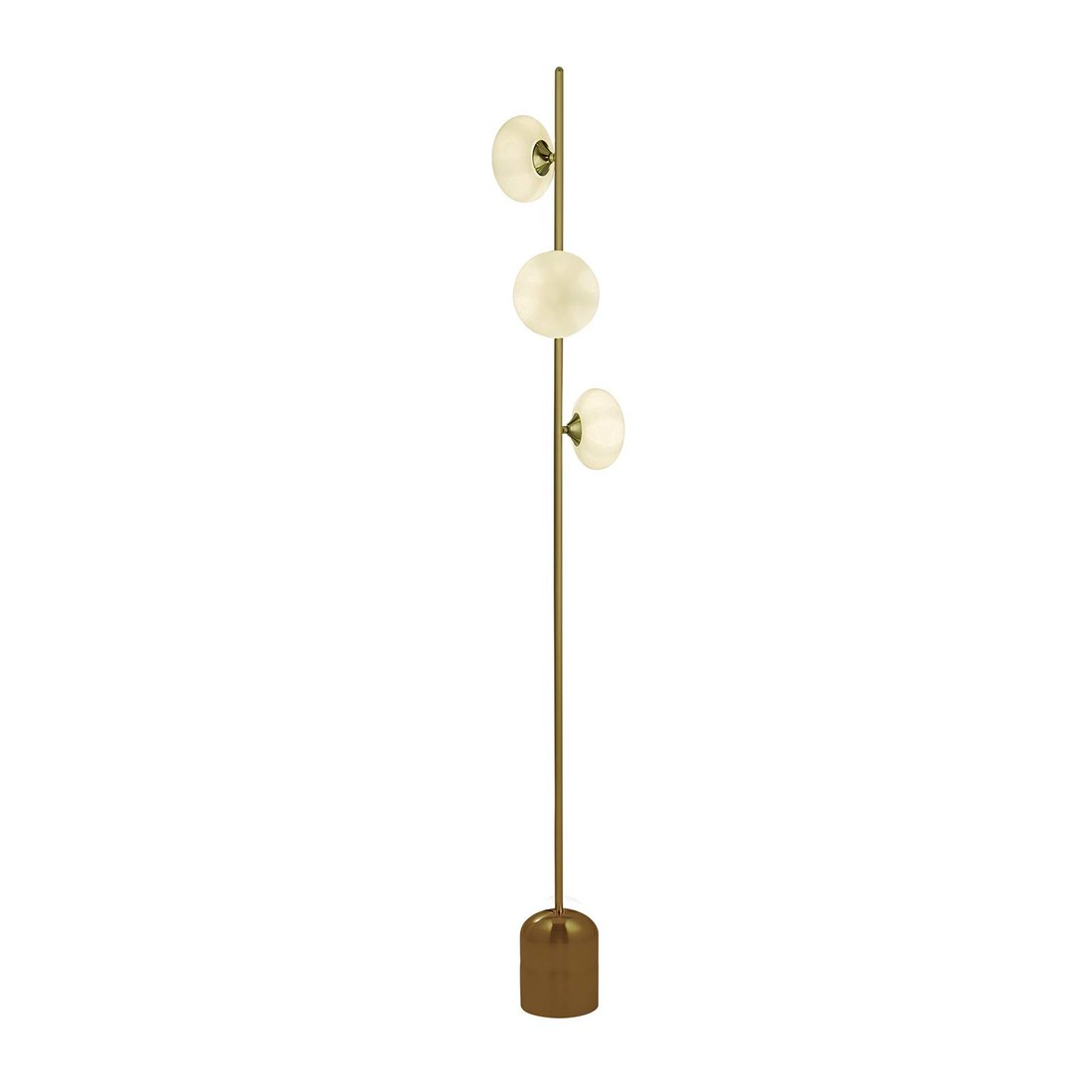 Stojacia lampa Pebbles, 3-plameňová, mosadz