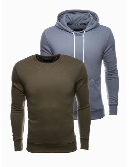 Pánska mikina BASIC šedo hnedá 2-pack