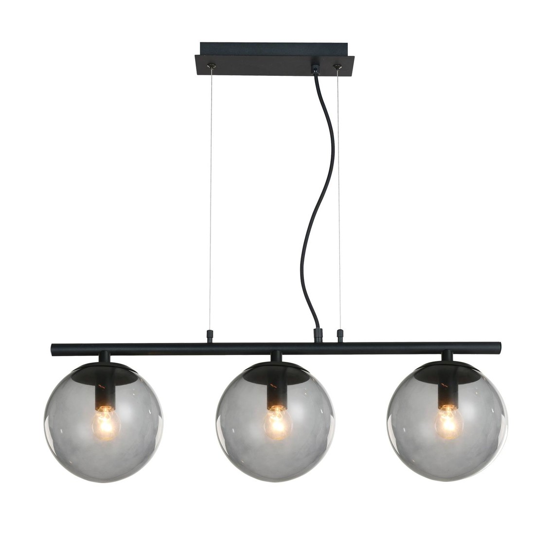 Lucande Sotiana závesná lampa, 3-pl., dlhá, čierna