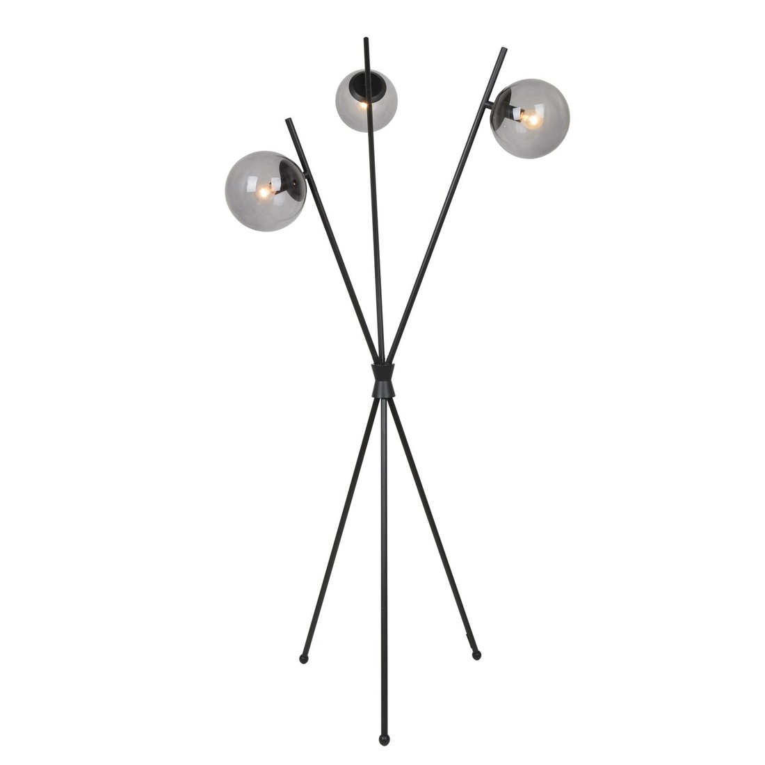 Lucande Sotiana stojacia lampa 3 gule sklo, čierna