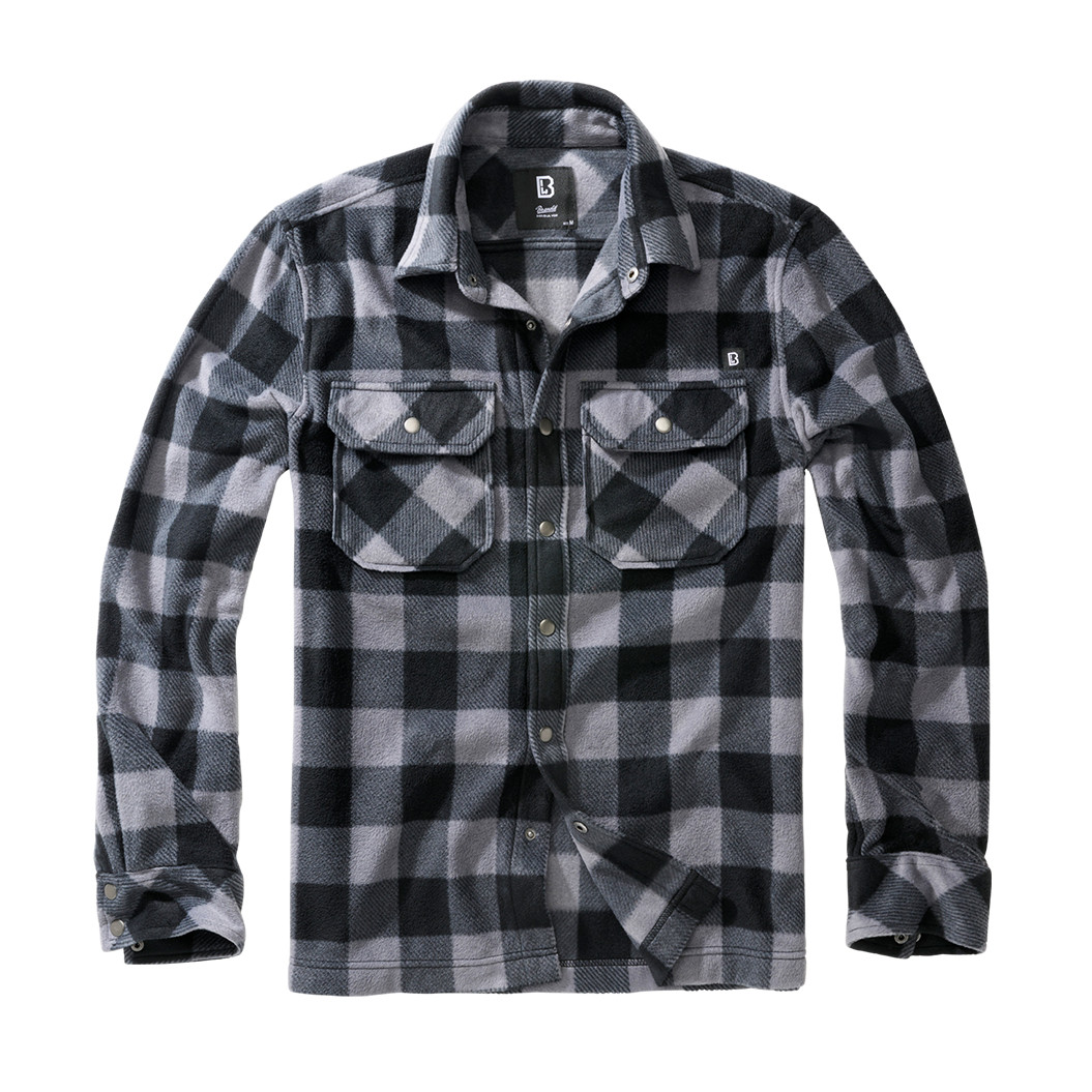 Košeľa Brandit Jeff Fleece - sivá-čierna, XL