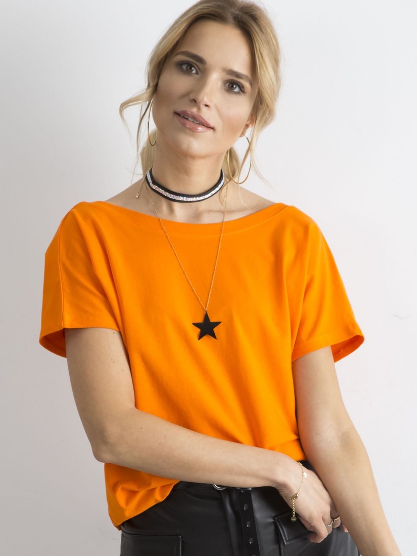 Orange T-shirt with a back neckline