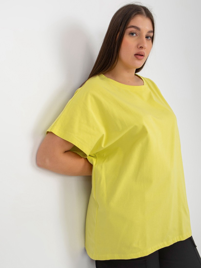 Light lime women's plus size t-shirt with a loose cut