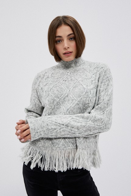 Turtleneck sweater with fringes