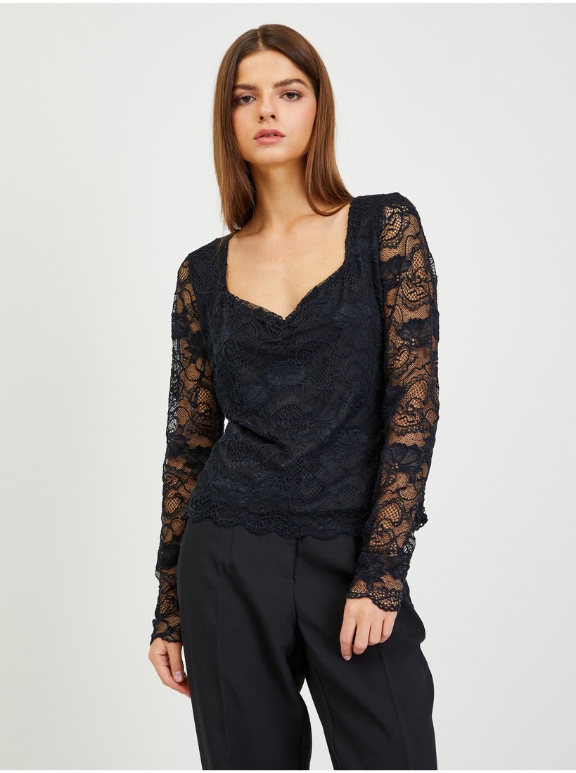 Black Women's Lace T-Shirt Guess Gemma - Women
