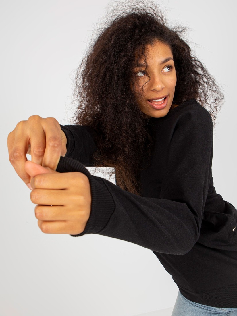 Women's black loose sweatshirt without a hood OCH BELLA