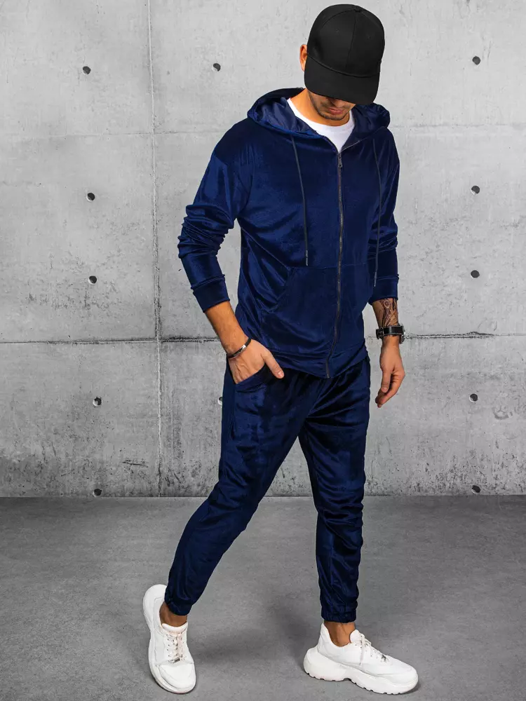 Men's navy blue velor tracksuit Dstreet AX0718