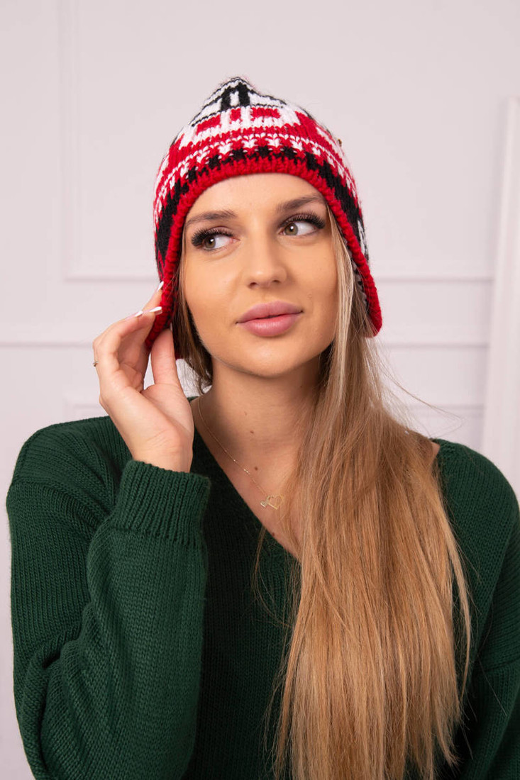 Women's cap Maryla K406 red+white+black