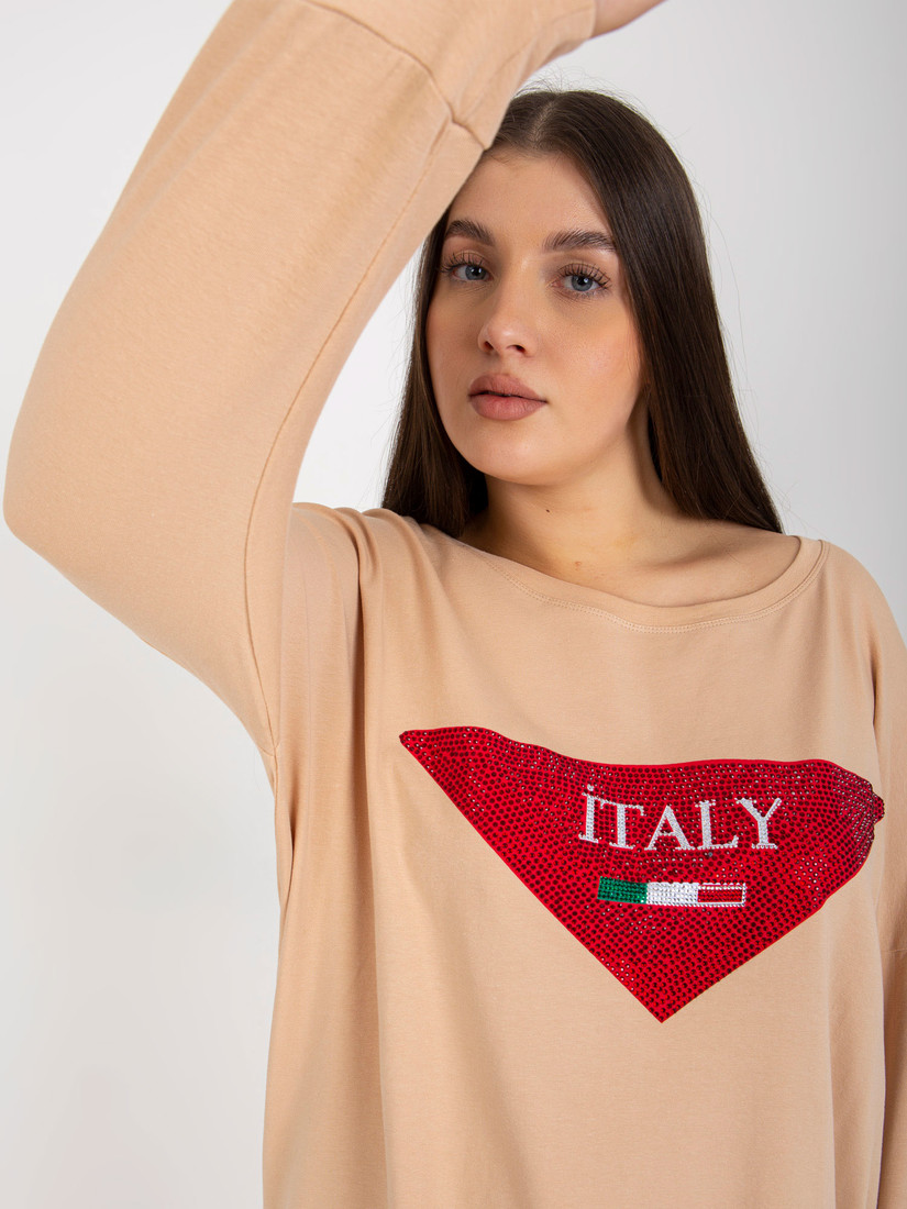 Plus size beige cotton blouse