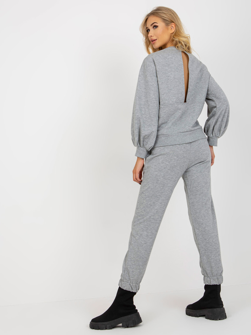Gray women's casual set with a sweatshirt and trousers