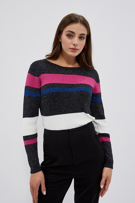 Striped sweater with a metallic thread