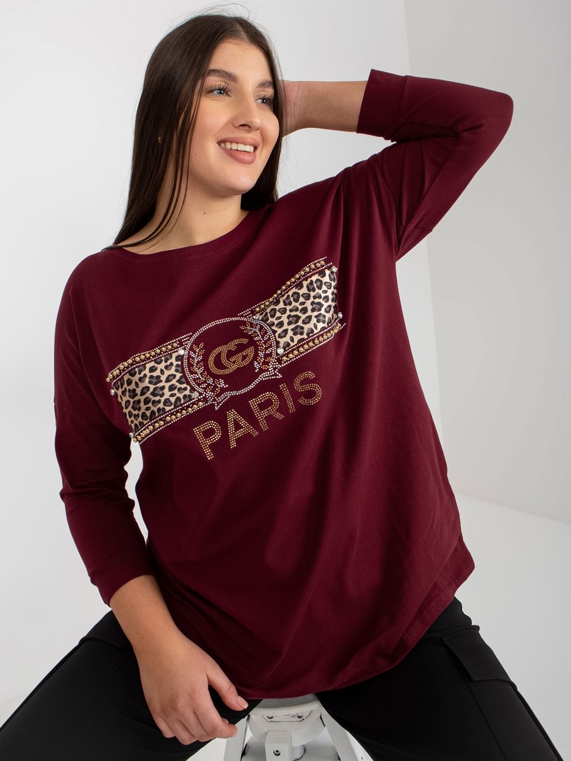 Dark purple plus size cotton blouse