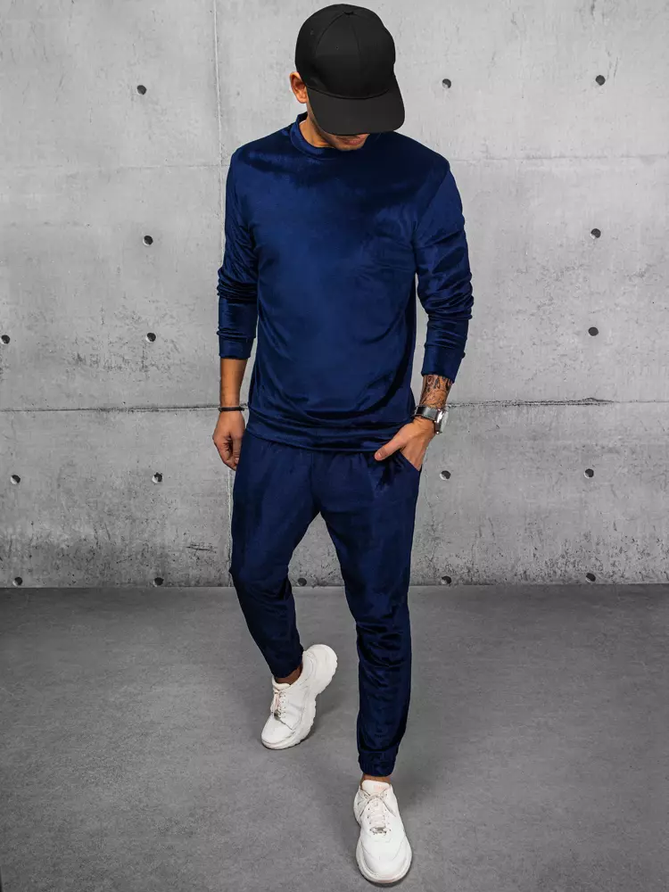 Men's navy blue velor tracksuit Dstreet AX0708