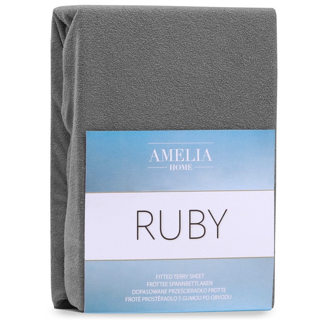 Froté prestieradlo s gumou AmeliaHome Ruby grafitové