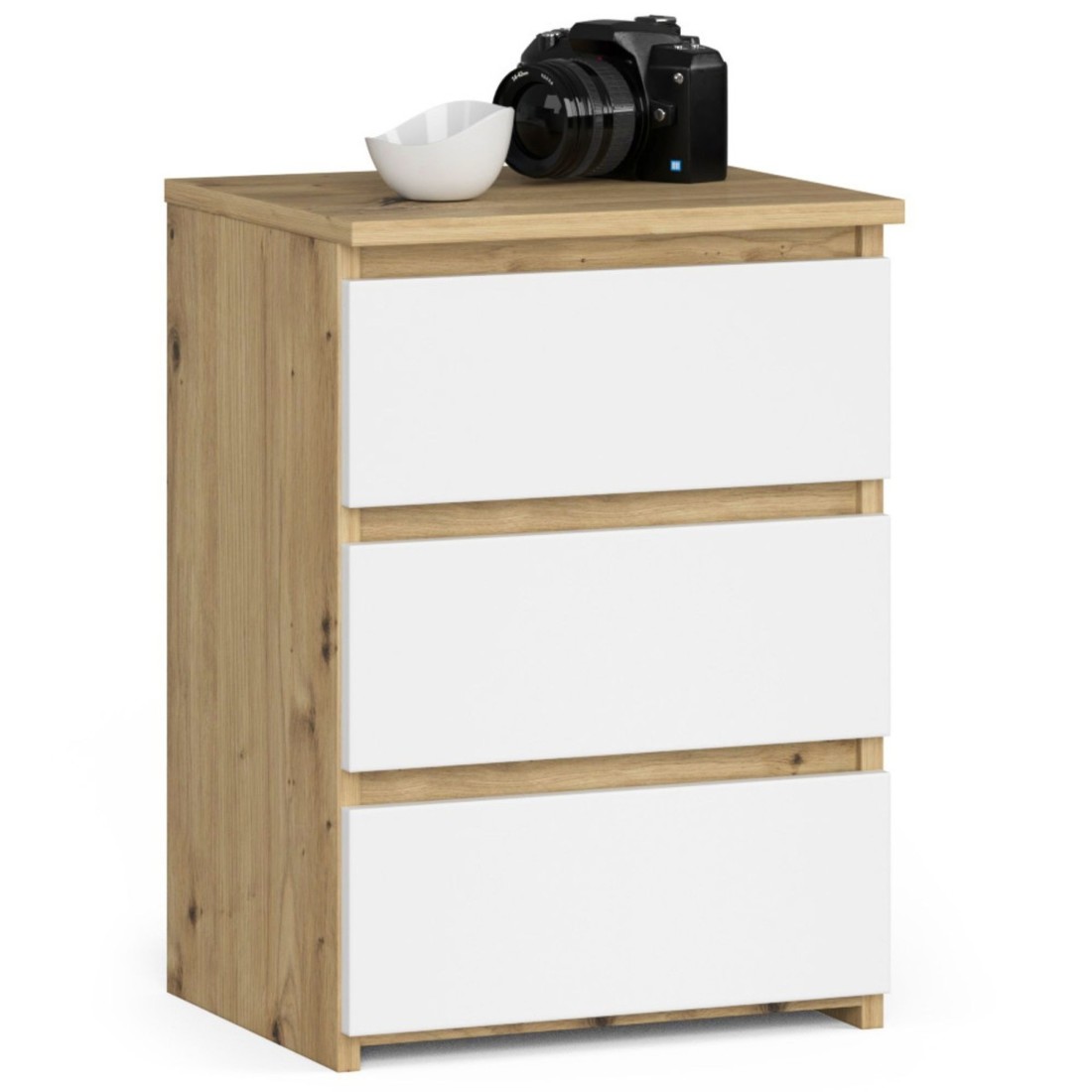 Komoda CL3 3 šuplíky hnědá/bílá