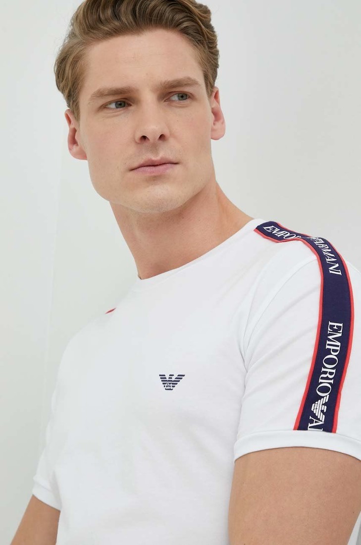 Tričko Emporio Armani Underwear biela farba, s potlačou