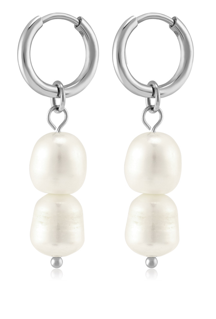 Troli Pôvabné oceľové náušnice s pravými perlami 2v1 VAAJDE201861S